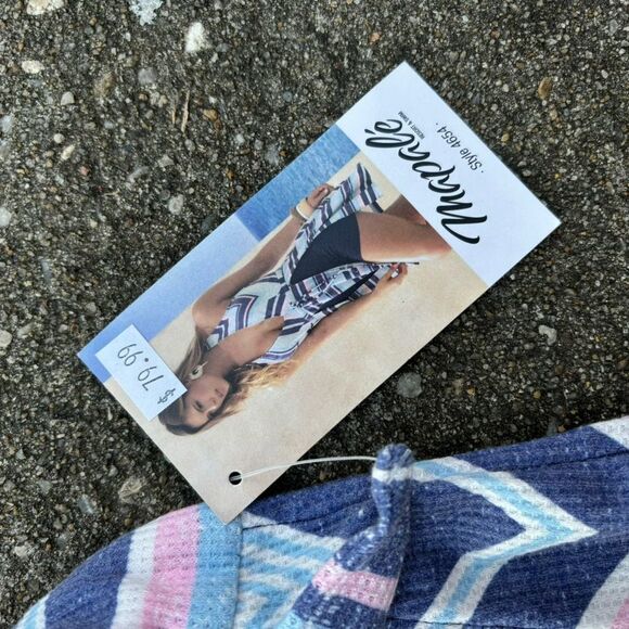 Mapale Striped High Slit Dress V-Neck Knee Length Multicolor Women's Size M NWT - Picture 5 of 6